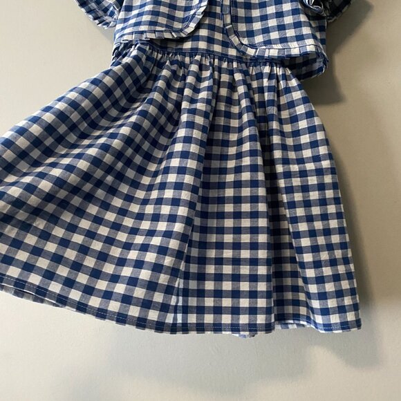 Handmade Children's 2 Piece 100% Cotton Blue White Gingham With Bolero - Picture 16 of 16